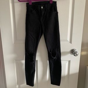 Topshop Jamie Black Ripped Jeans